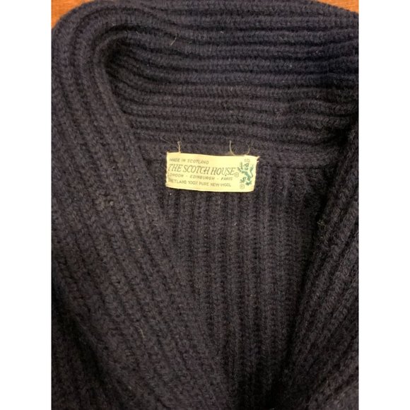The Scotch House Mens Blue Wool Rib Knit Long Sleeve Cardigan Sweater, Size L - Picture 3 of 5